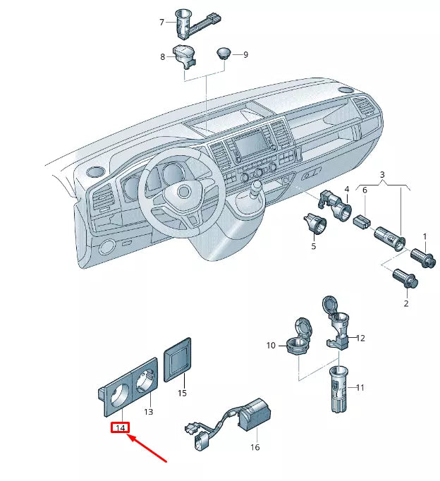NEW VW TRANSPORTER VI T6 KITCHEN CABINET LEFT OUTER SOCKET 12V 7E7947321