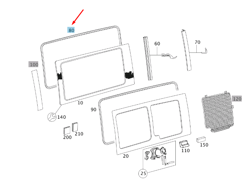 new mercedes-benz vito w639 rear door fixed window seal a6396712520 original