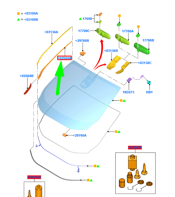 new ford grand c-max mk2 windshield left upper vertical retainer 1689676