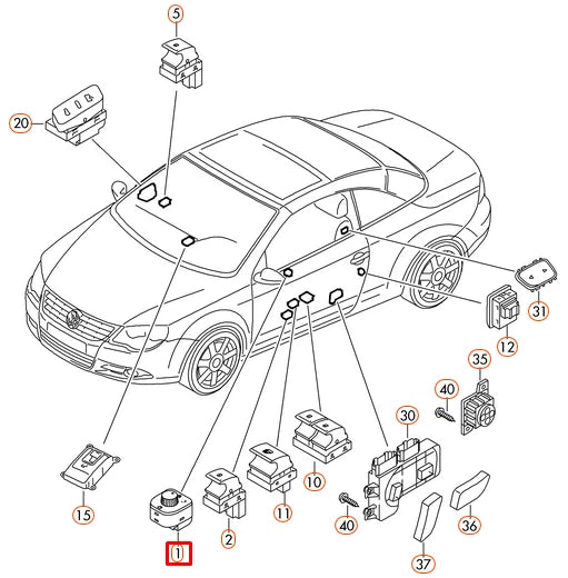 NEW VOLKSWAGEN EOS MIRRORS CONTROL BUTTON SWITCH 5K1959565AXSH 2015 LHD