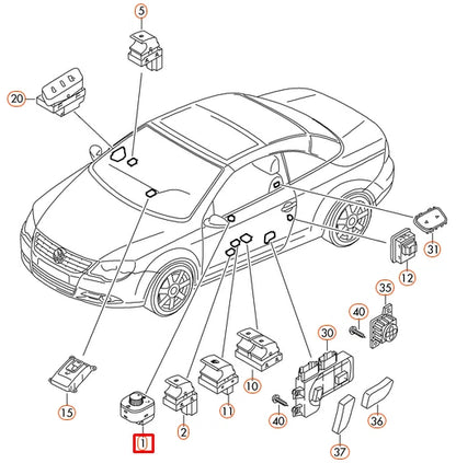 NEW VOLKSWAGEN EOS MIRRORS CONTROL BUTTON SWITCH 5K1959565AXSH 2015 LHD
