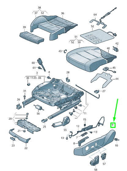new volkswagen passat b8 3g front right seat frame trim 3g0881318j2jv original