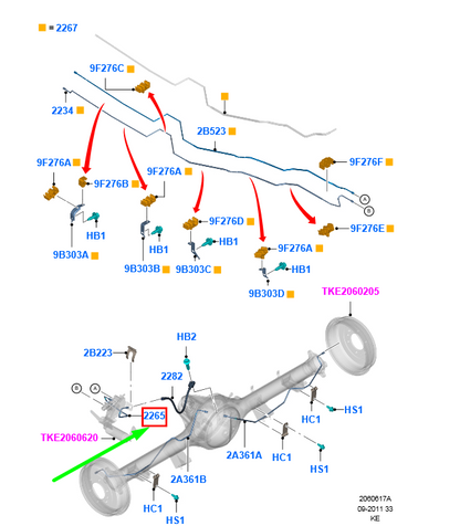 new ford ranger t6 mk1 rear brake pipe tube assy 2119492 ab31-2w083-ab original