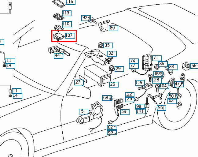 NEW MERCEDES-BENZ SL R129 FRONT ROOF RAIL TOP SWITCH A1298211451 ORIGINAL