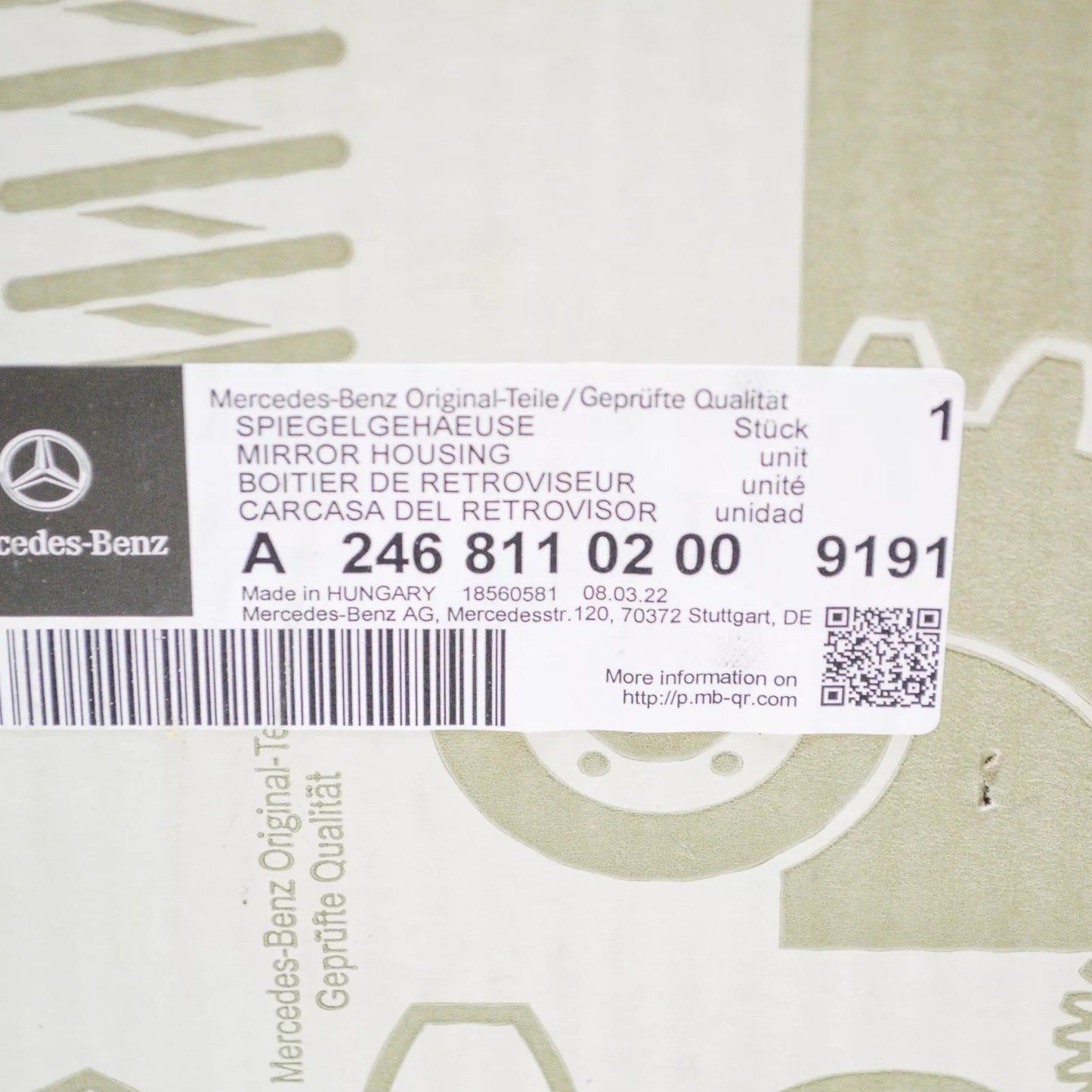 NEW MB GLA-CLASS X156 RIGHT WING MIRROR COVER CAP A24681102009191