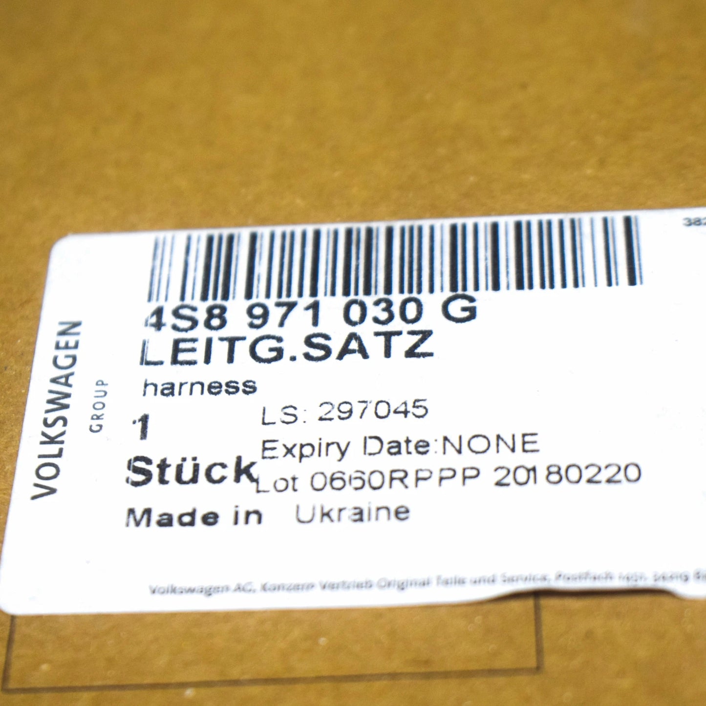 NEW AUDI R8 SPYDER 4S FRONT RIGHT DOOR WIRING HARNESS 4S8971030G ORIGINAL