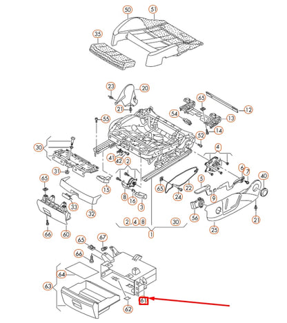 NEW AUDI Q3 8U FRONT RIGHT SEAT GUIDE FRAME 5N08826009B9 ORIGINAL
