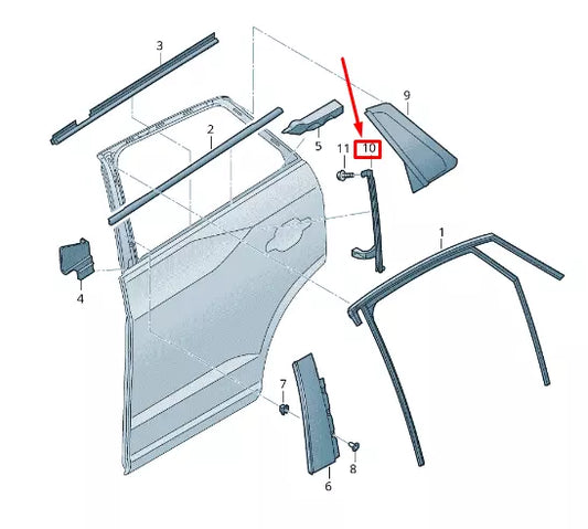 NEW AUDI Q2 GA REAR RIGHT SIDE WINDOW GUIDE RAIL 81A839068