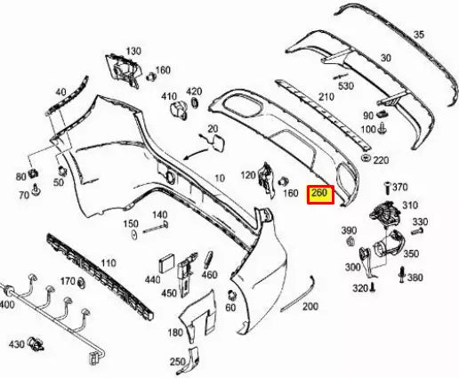 NEW MB B W246 REAR BUMPER BOTTOM LOWER DIFFUSER A2468852200 ORIGINAL