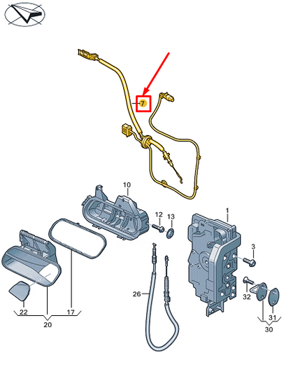 new vw id.4 e21 front right inner door lock cable 11a972296e original