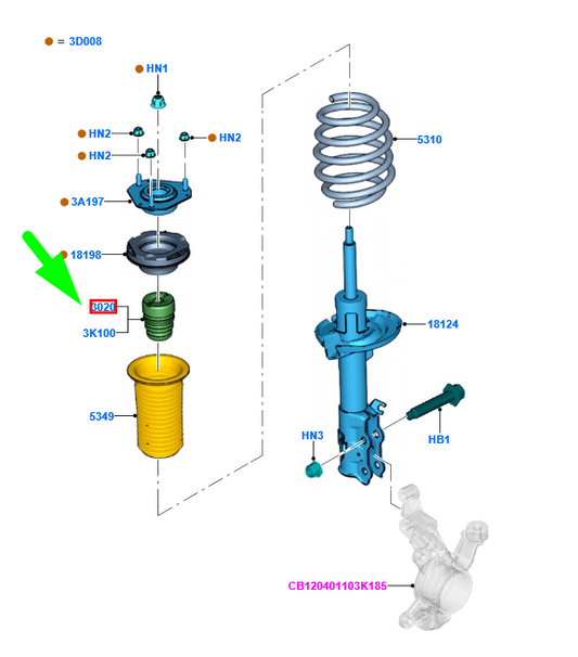 new ford fiesta be256 mk5 front suspension strut bumper 1531648 original