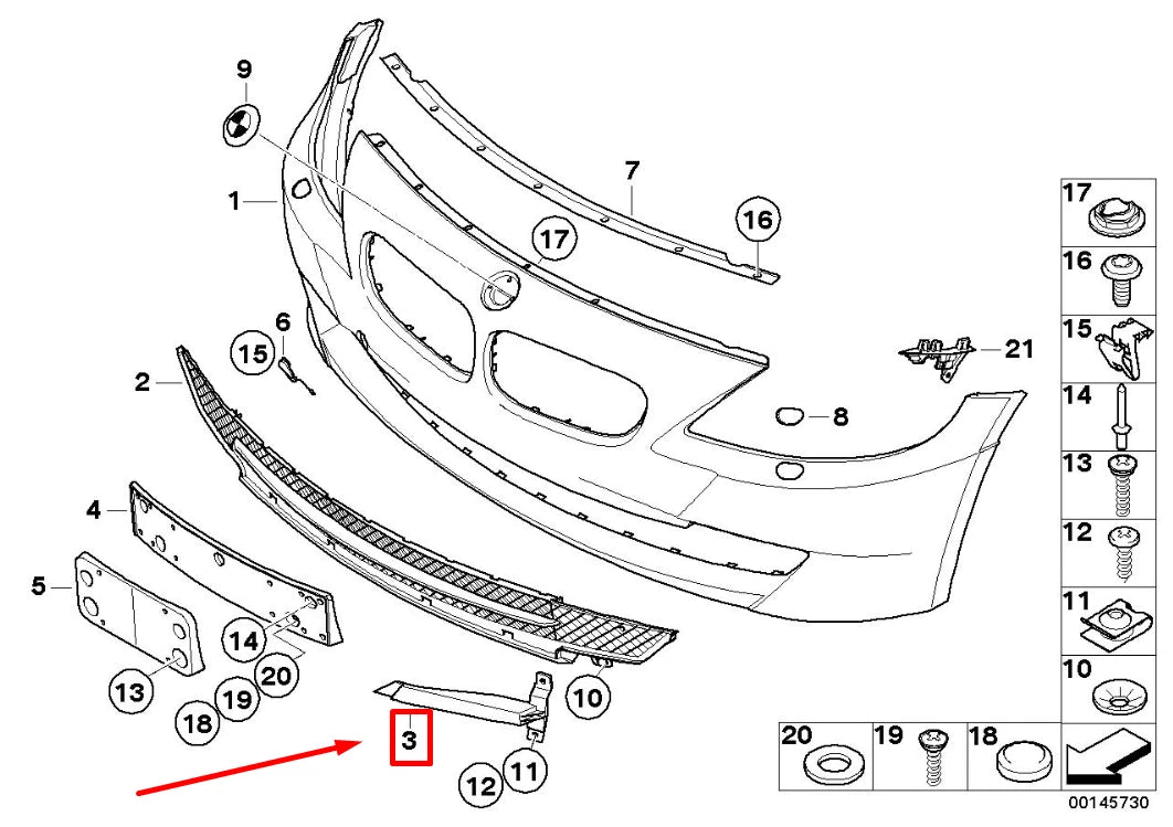 NEW BMW Z4 COUPE E86 FRONT RIGHT FOG LAMP COVER 7158836 51117158836 ORIGINAL