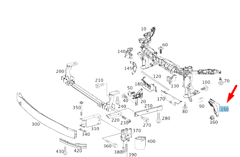 new mb cla c117 radiator support slam panel bracing rhd a2466260200 original