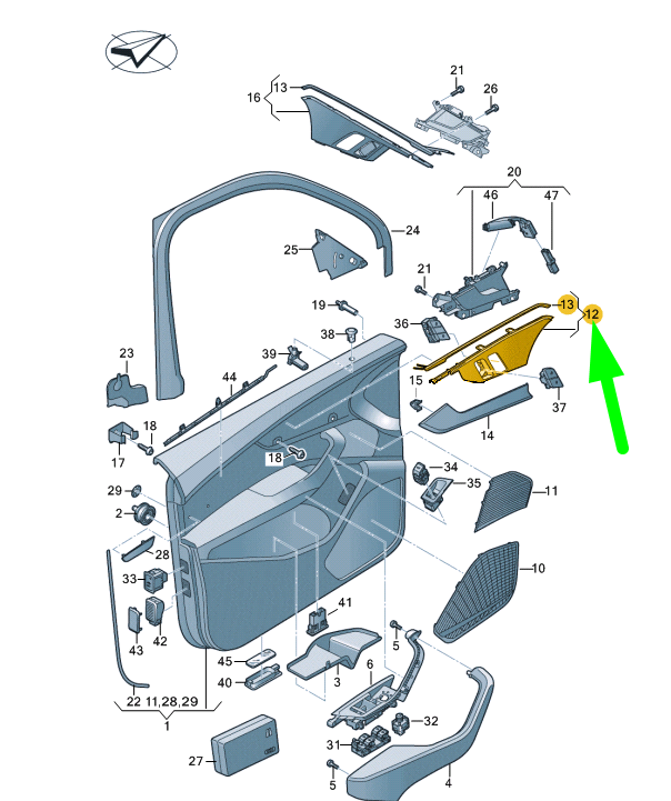new audi a4 b9 front left door window switch trim rhd 8w2959517c6ps original