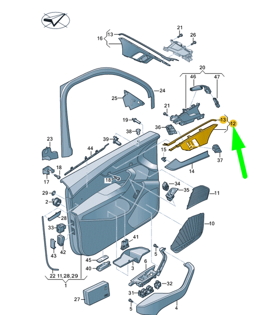new audi a4 b9 front left door window switch trim rhd 8w2959517c6ps original