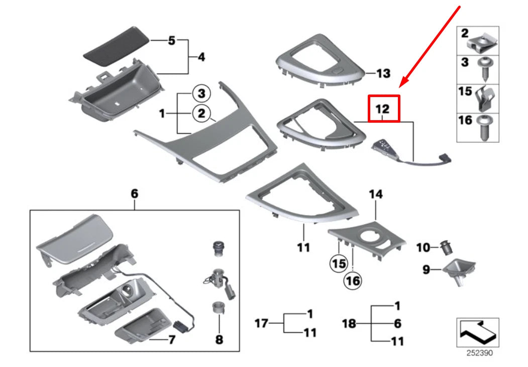 NEW BMW 1 COUPE E82 GEAR SHIFTING LEVEL PLASTIC TRIM 51167078567 7078567