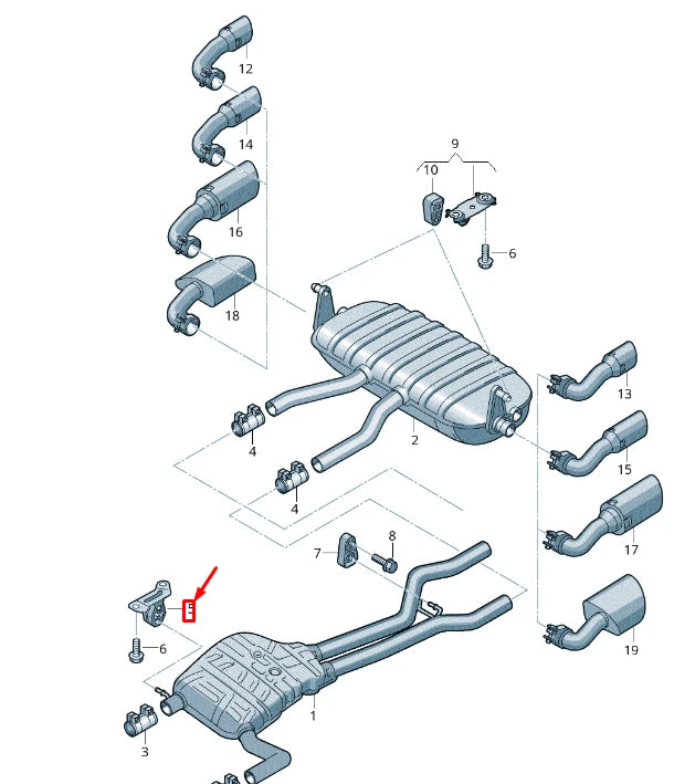 NEW VW TOUAREG 7P MK2 EXHAUST FRONT SILENCER BRACKET 7L8253144B