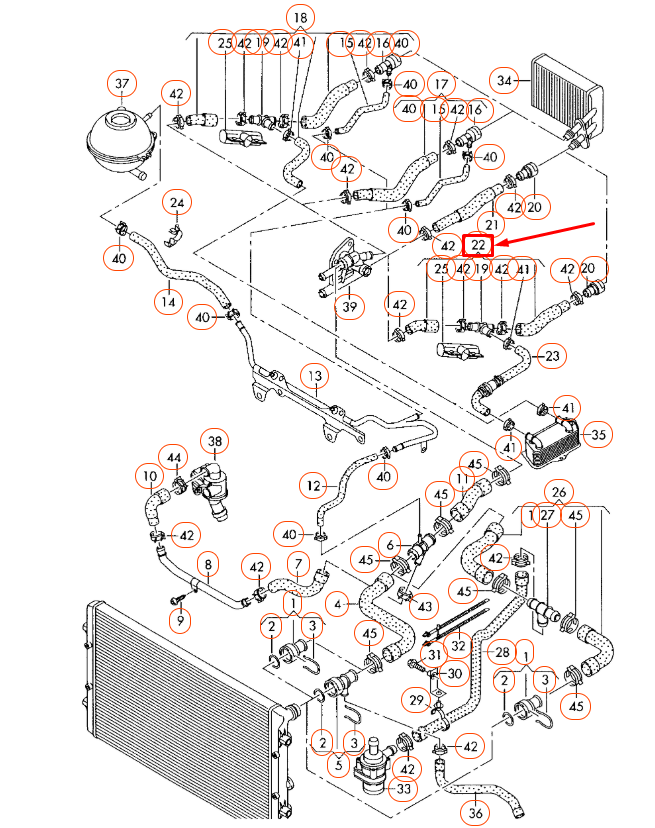 NEW AUDI A3 8P ENGINE COOLANT HOSE 1K0121156BE ORIGINAL
