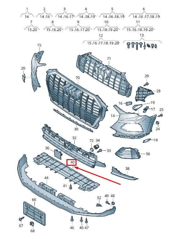 NEW AUDI Q3 F3 SPORTBACK FRONT LOWER BUMPER SPLASH SHIELD 83A807611