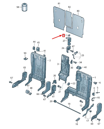 NEW VW TOUAREG 7P REAR SPLIT BACKREST CENTRE PUSHBUTTON CAP 7P088569582V