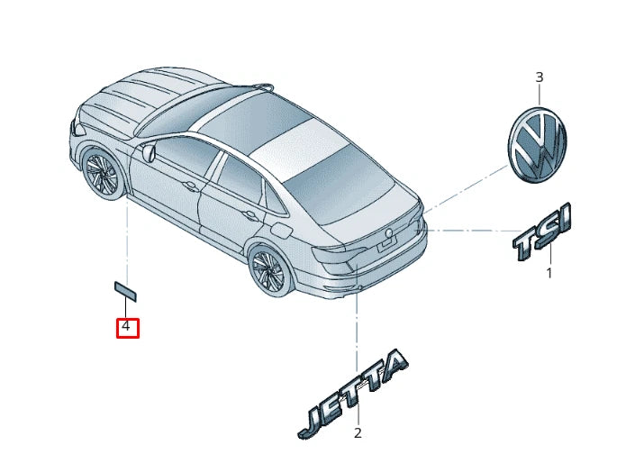 NEW VW JETTA MK7 WING RIGHT MANUFACTURER BADGE R-LINE 17A853688GDPJ