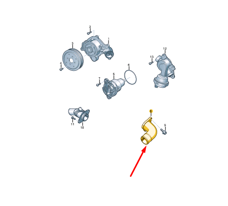 NEW AUDI A6 C8 COOLANT UNION HOSE W SEAL 06M121137AG ORIGINAL