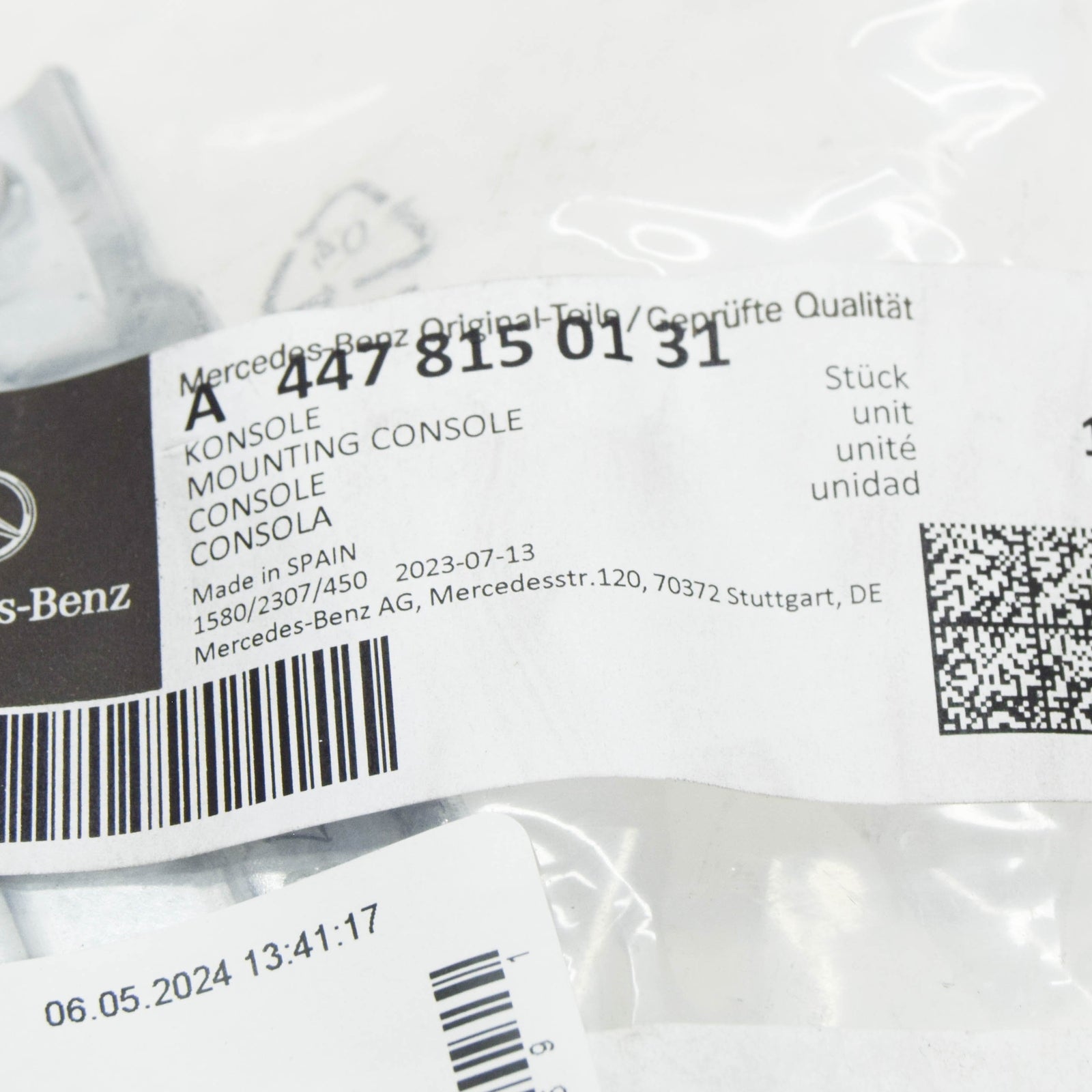 NEW MERCEDES-BENZ VITO W447 GRAB HANDLE MOUNTING CONSOLE A4478150131 ORIGINAL