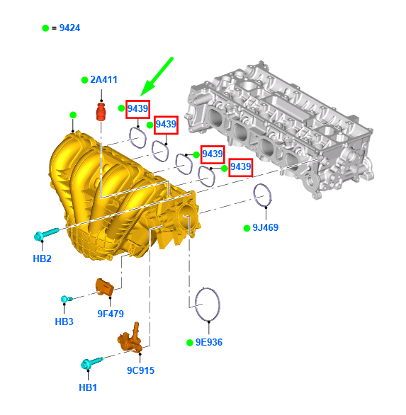 new ford mondeo mk5 inlet manifold gasket 8e5g-9441-aa 1508496 original