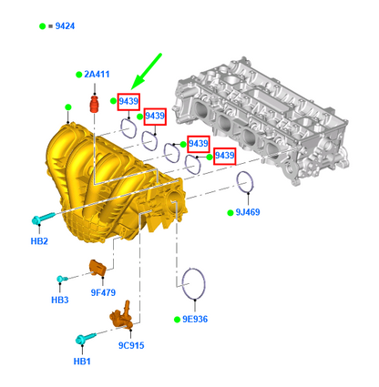 new ford mondeo mk5 inlet manifold gasket 8e5g-9441-aa 1508496 original