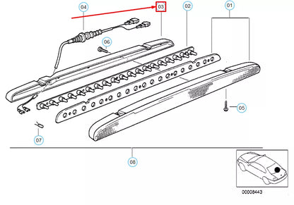 NEW BMW 5 TOURING E34 THIRD BRAKE LIGHT COVER 63258355030 8355030 ORIGINAL