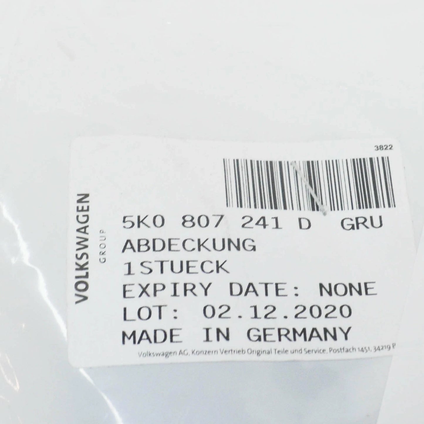 NEW VOLKSWAGEN GOLF MK6 FRONT BUMPER TOW EYE COVER 5K0807241DGRU 2012