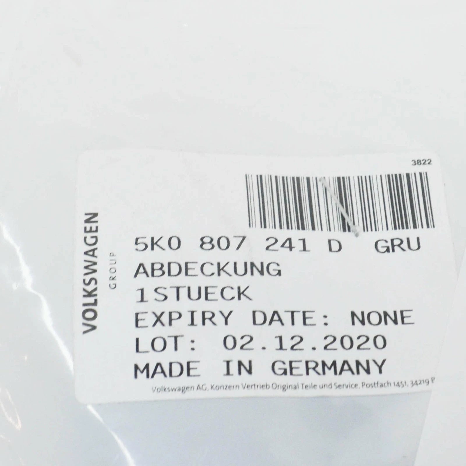 NEW VOLKSWAGEN GOLF MK6 FRONT BUMPER TOW EYE COVER 5K0807241DGRU 2012