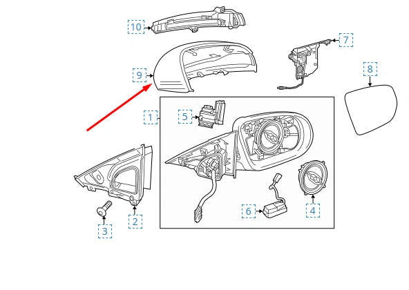 NEW MERCEDES-BENZ C-CLASS W205 RIGHT MIRROR COVER A09981150009197 ORIGINAL