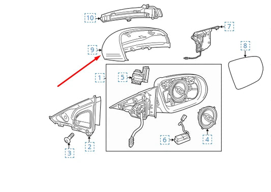 NEW MERCEDES-BENZ C-CLASS W205 RIGHT MIRROR COVER A09981150009197 ORIGINAL