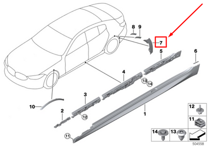 new bmw m8 g16 right wheel arch connection 8077172 51778077172 original