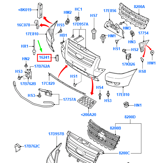 new ford transit mk3 front bumper clip 8c16-17217-aa 1545451 original