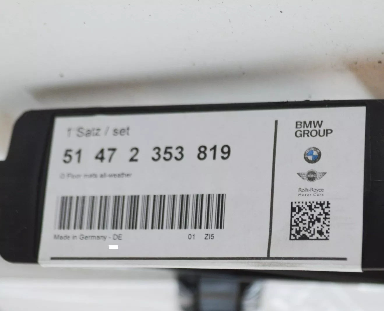 NEW BMW I3 I01 REAR ALL-WEATHER FLOOR MAT PROTECTION COVER 51472353819 ORIGINAL