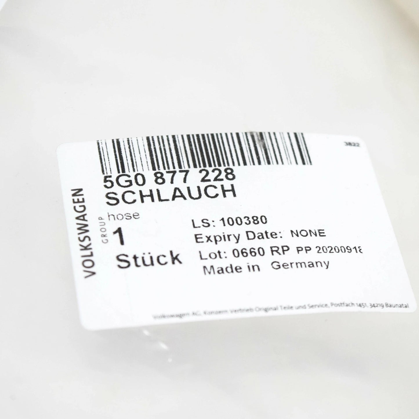 NEW VOLKSWAGEN GOLF MK7 WATER DRAINAGE HOSE 5G0877228 ORIGINAL