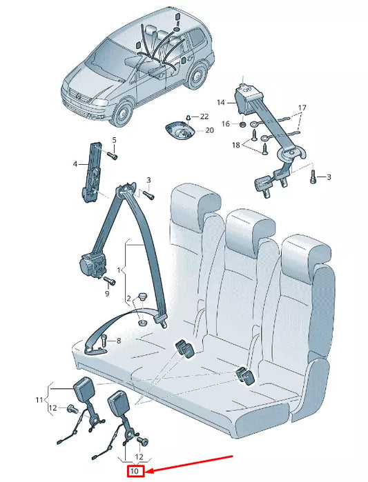 NEW VW TOURAN 5T REAR SEAT BELT BUCKLE 5TA857739DMNB