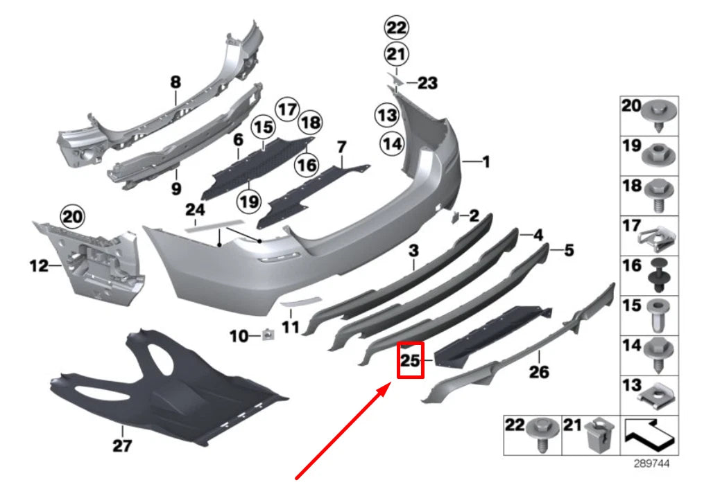 NEW BMW 5 F10 REAR BUMPER DIFFUSER TRIM 51128038985 8038985 ORIGINAL