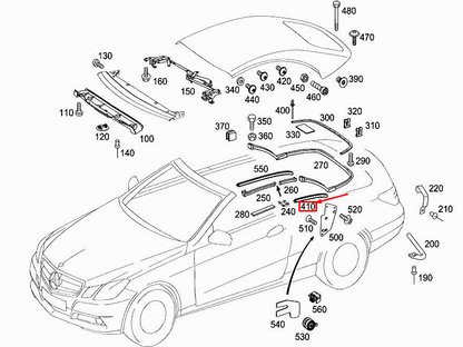 new mercedes-benz e cabrio a207 rear right roof rail a2097700805 original