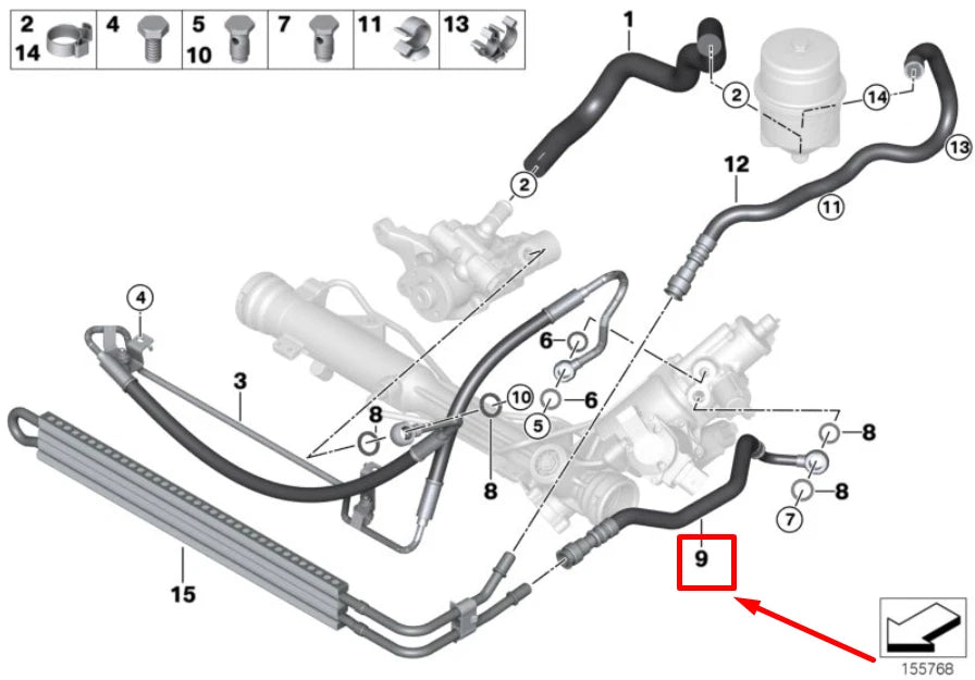 NEW BMW 3 COUPE E92 POWER STEERING COOLER FEED HOSE 6780586 32416780586 ORIGINAL
