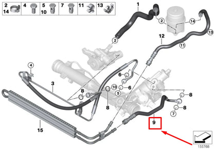 NEW BMW 3 COUPE E92 POWER STEERING COOLER FEED HOSE 6780586 32416780586 ORIGINAL