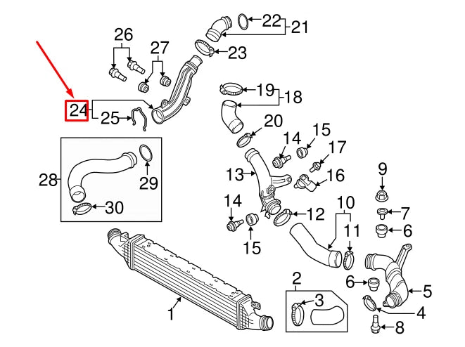 NEW AUDI A3 SPORTBACK 8P RIGHT INTERCOOLER PRESSURE PIPE 1K0145840AF