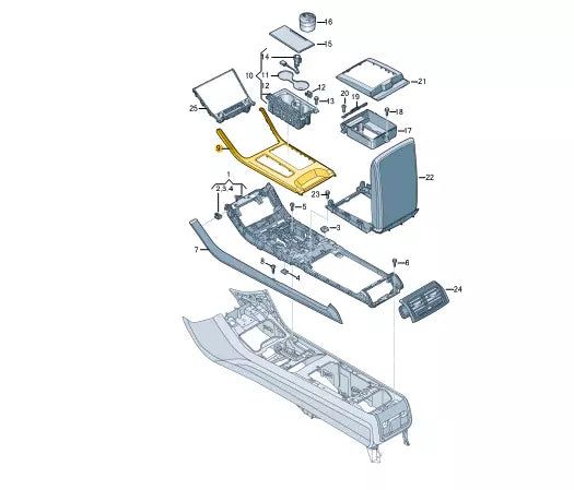 NEW AUDI A8 4N FRONT CENTER CONSOLE INSERT TRIM RHD 4N28640532WO ORIGINAL
