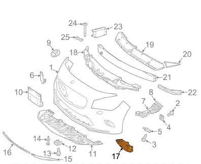 NEW MERCEDES BENZ CLA C117 FRONT BUMPER RIGHT GRILLE COVER A1178852400