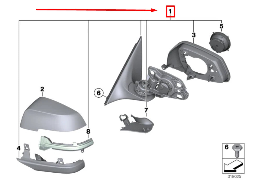 NEW BMW 5 F10 FRONT RIGHT DOOR MIRROR 7350726 51167350726 ORIGINAL