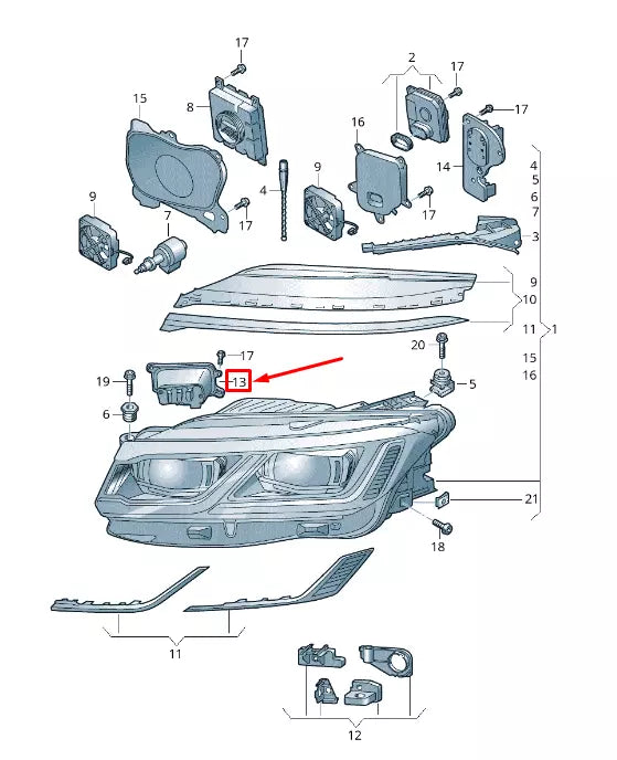 NEW VW TOUAREG CR FRONT LEFT HEADLIGHT LED LIGHT 761998477 ORIGINAL