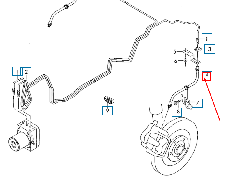 new audi a4 b9 rear brake hose 8w0611775c original