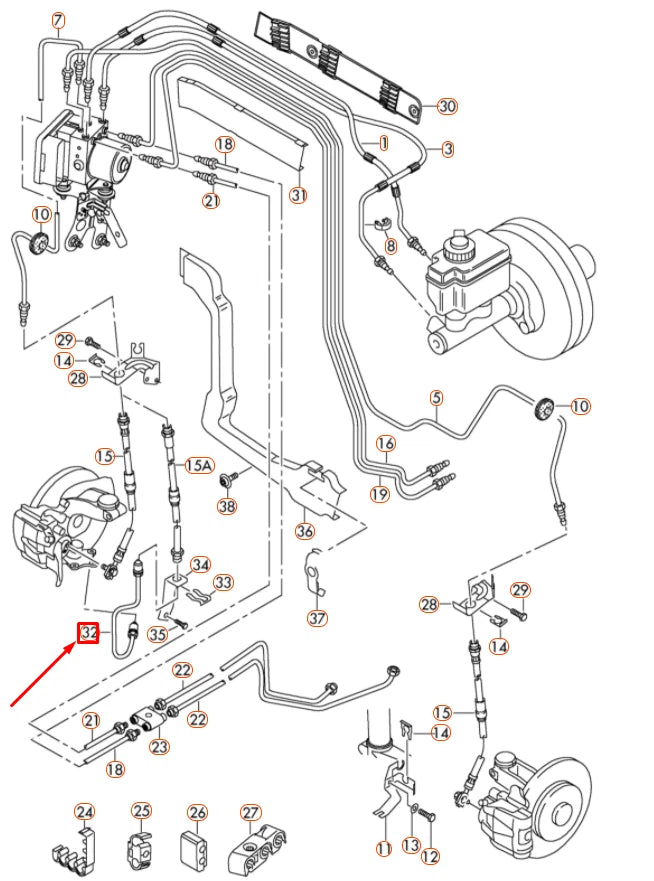 NEW AUDI A3 8P FRONT RIGHT BRAKE HOSE PIPE 1K0611764A ORIGINAL